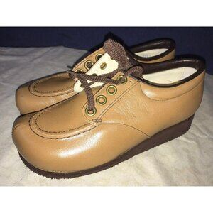 P. W. Minor Orthopedic Brown Lace Up Wedge Heel 5.5 C Wide Comfort Shoes *